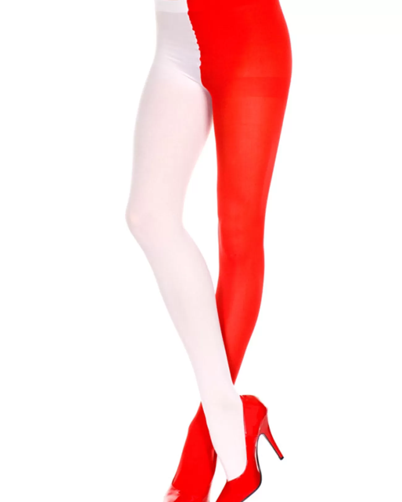 Music Legs Red And White Opaque Jester Tights> Halloween Hosiery