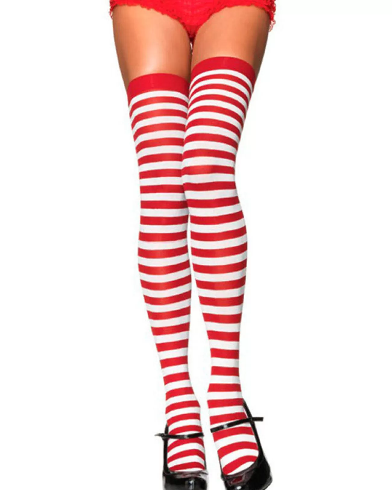 Leg Avenue Red And White Striped Thigh Highs> Halloween Hosiery