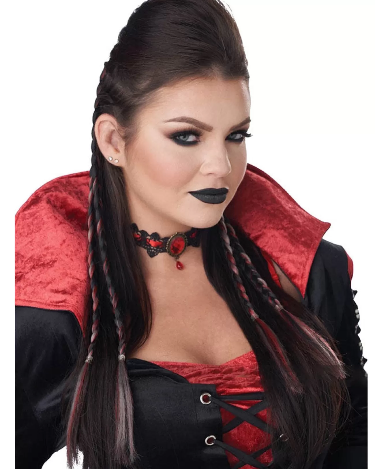 California Costumes Red Clip In Braids> Halloween Accessories