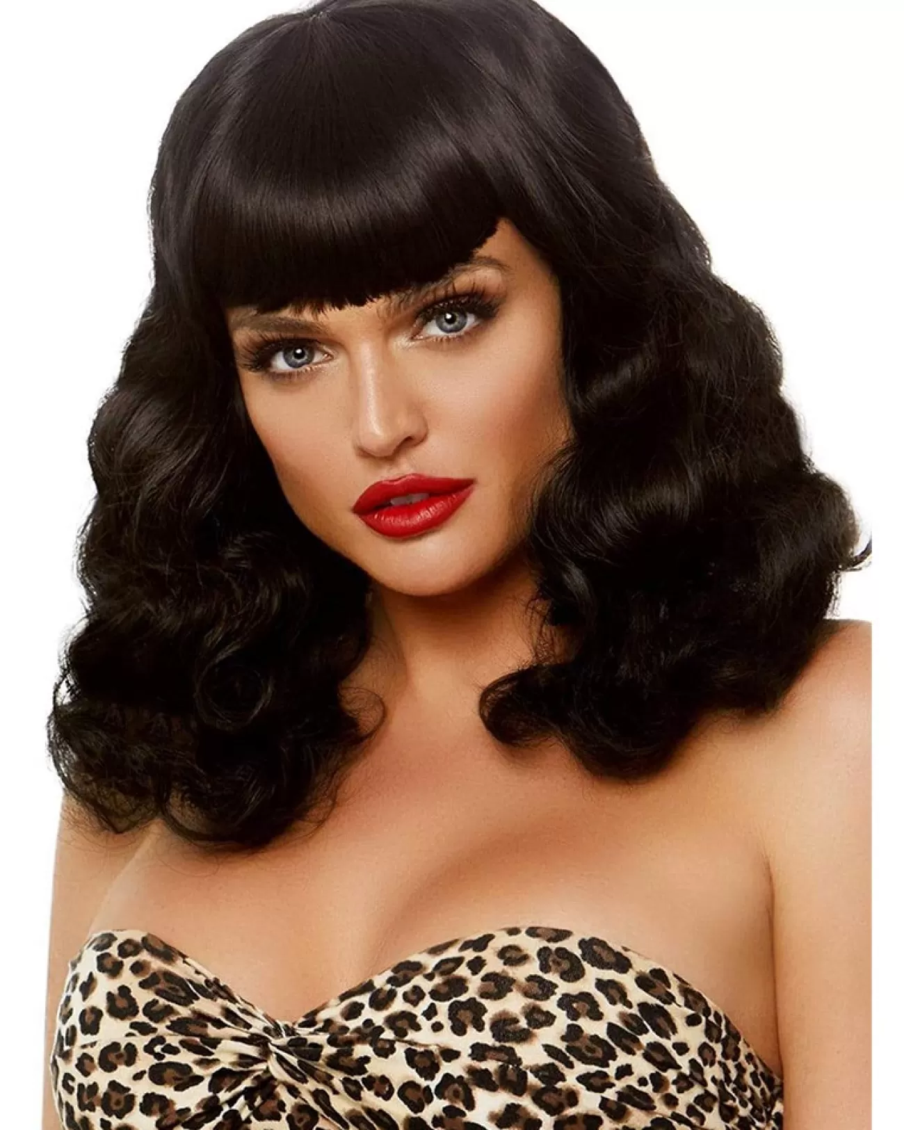 Leg Avenue Retro Bangs Short Curly Black Wig> Halloween Wigs