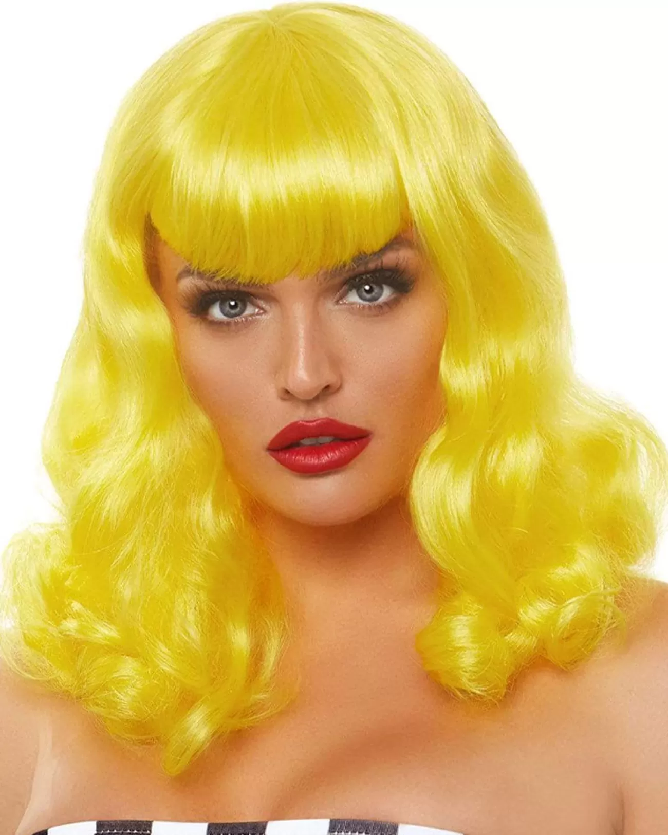 Leg Avenue Retro Bangs Short Curly Yellow Wig> Halloween Wigs