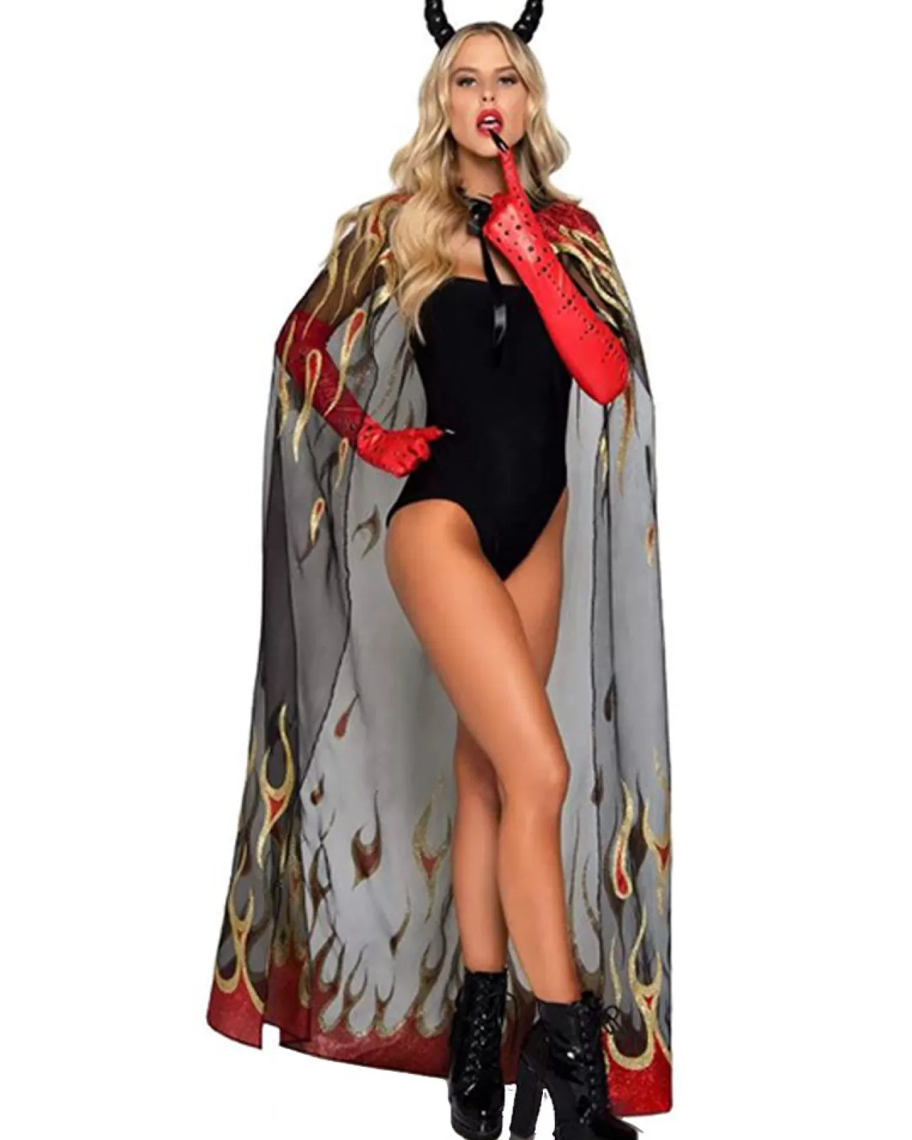 Leg Avenue Sheer Glitter Flame Devil Cape And Horns> Halloween Accessories