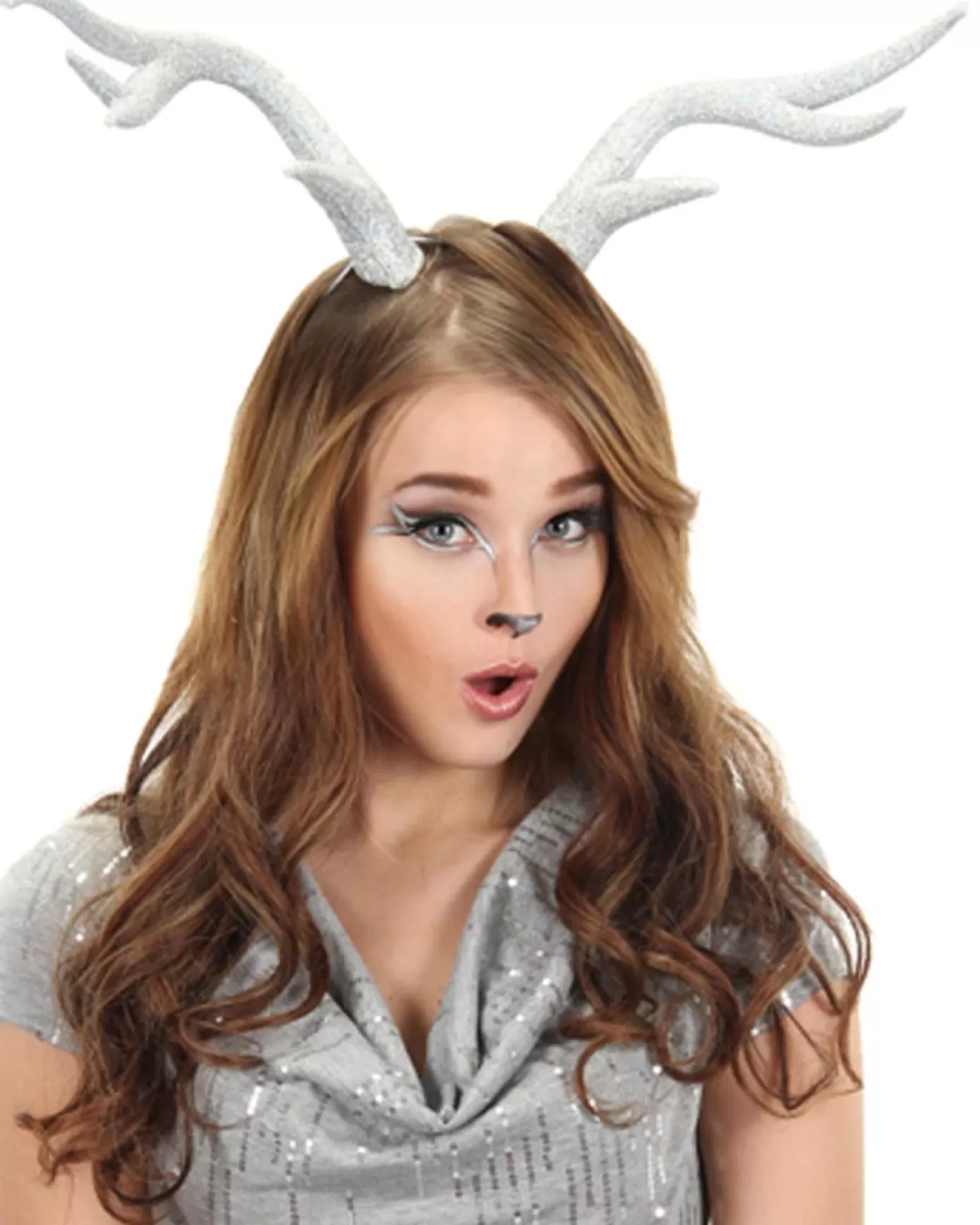 Elope Silver Glitter Deer Antlers> Halloween Hats