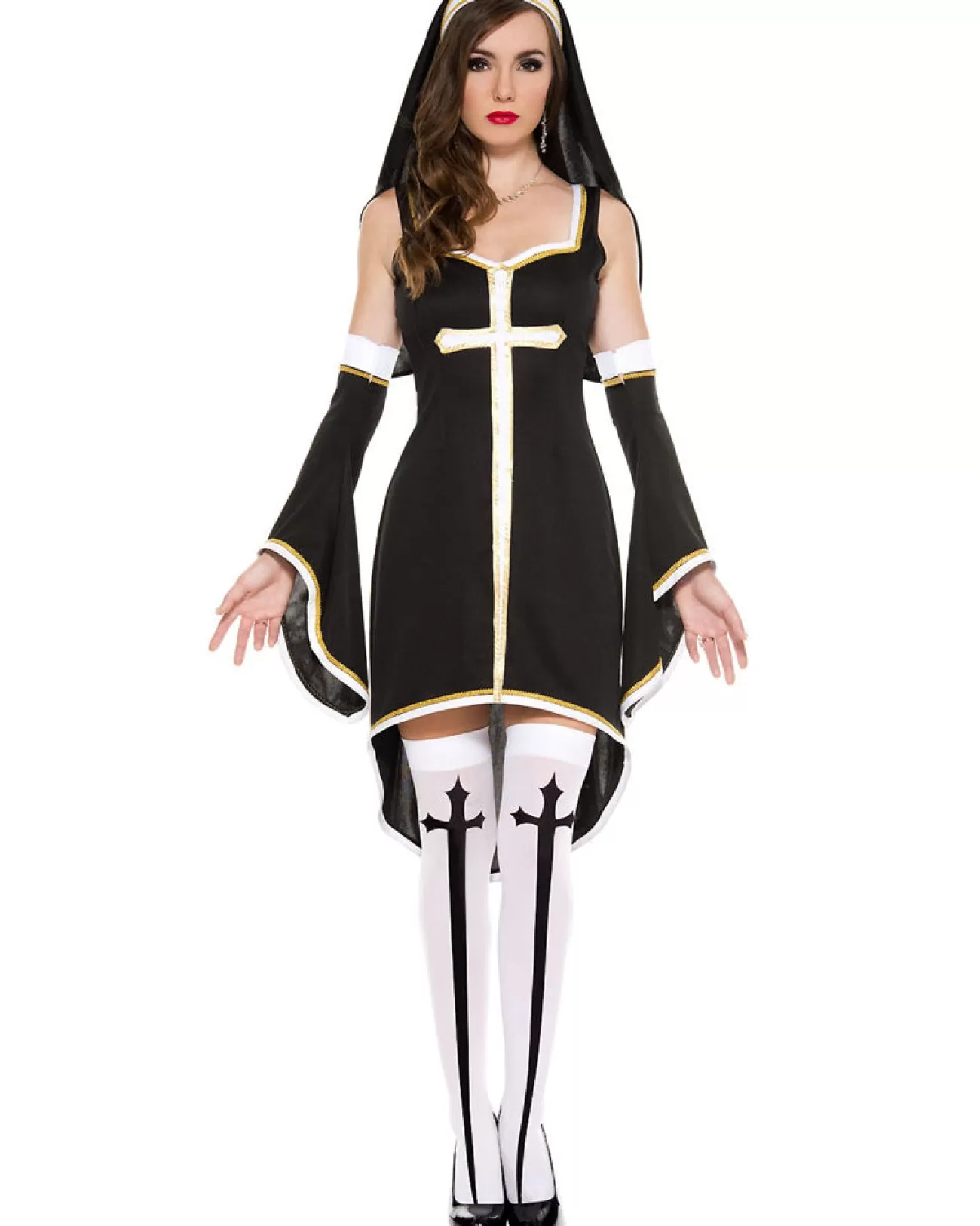 Music Legs Sinfully Hot Nun Womens Costume>Women Women's Costumes