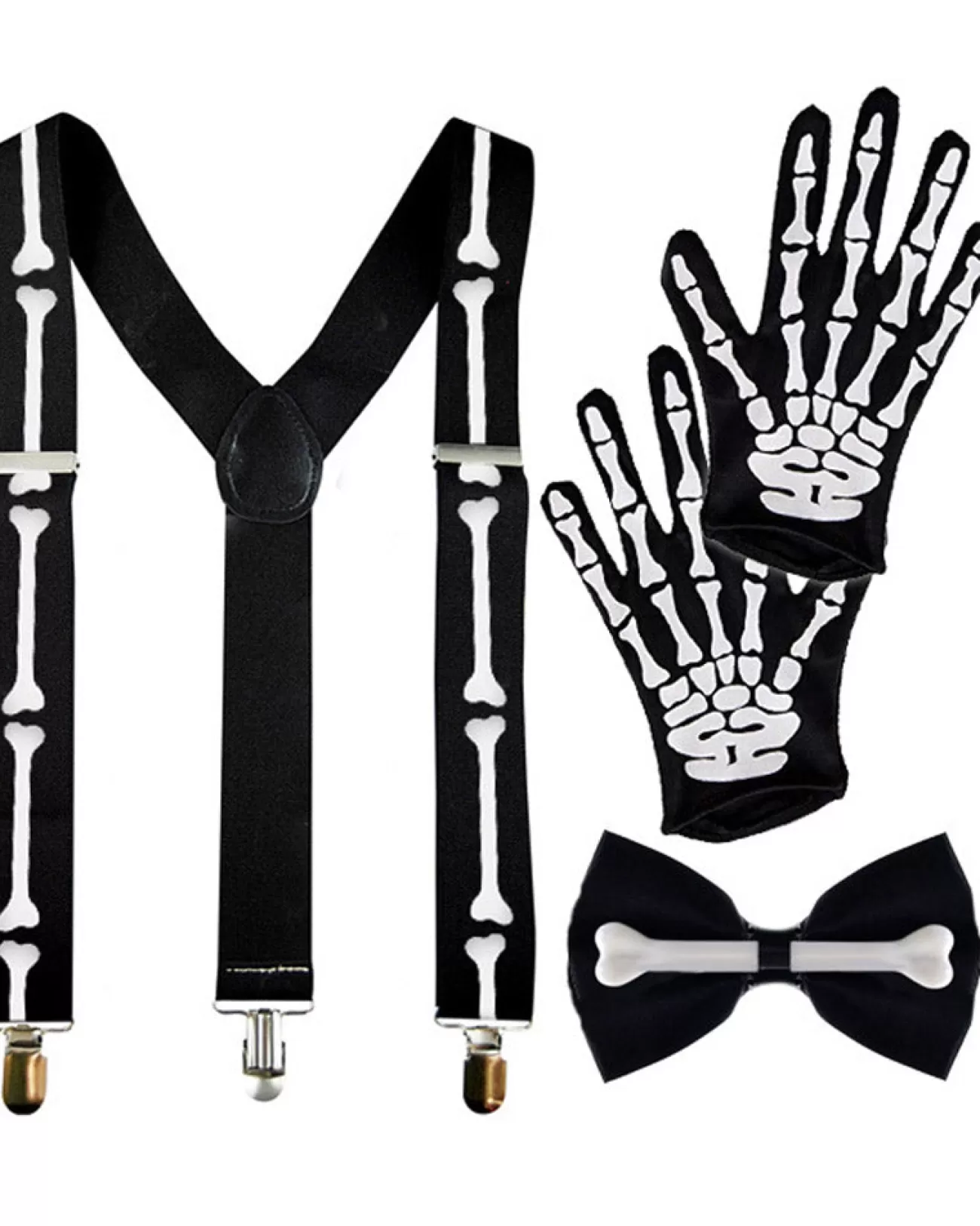 Sweidas Skelebones Suspenders Gloves And Bowtie Set> Halloween Accessories