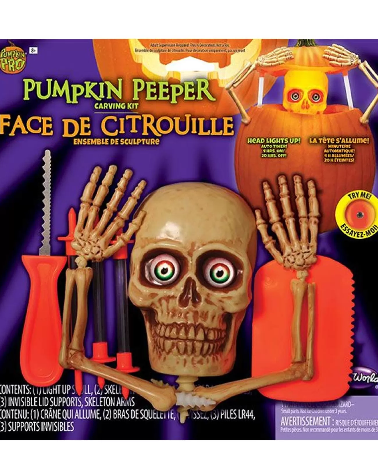 Fun World Skeleton Pumpkin Peeper Light Up Carving Kit> Scary Skeletons