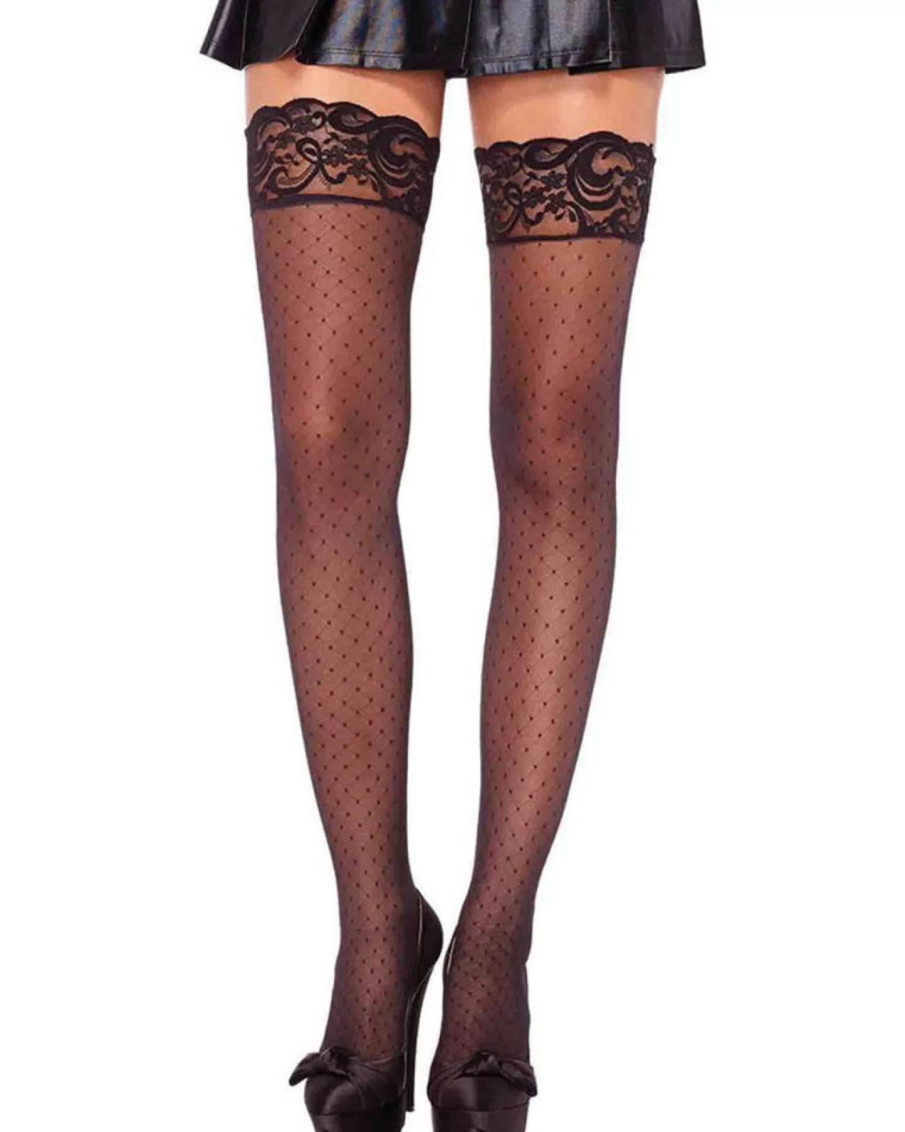 Leg Avenue Stay Up Spandex Diamond Dot Sheer Thigh High Stockings> Wicked Witches