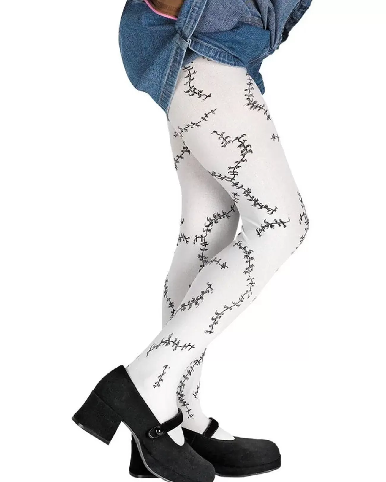 Disguise Stitched White Girls Tights> Halloween Accessories