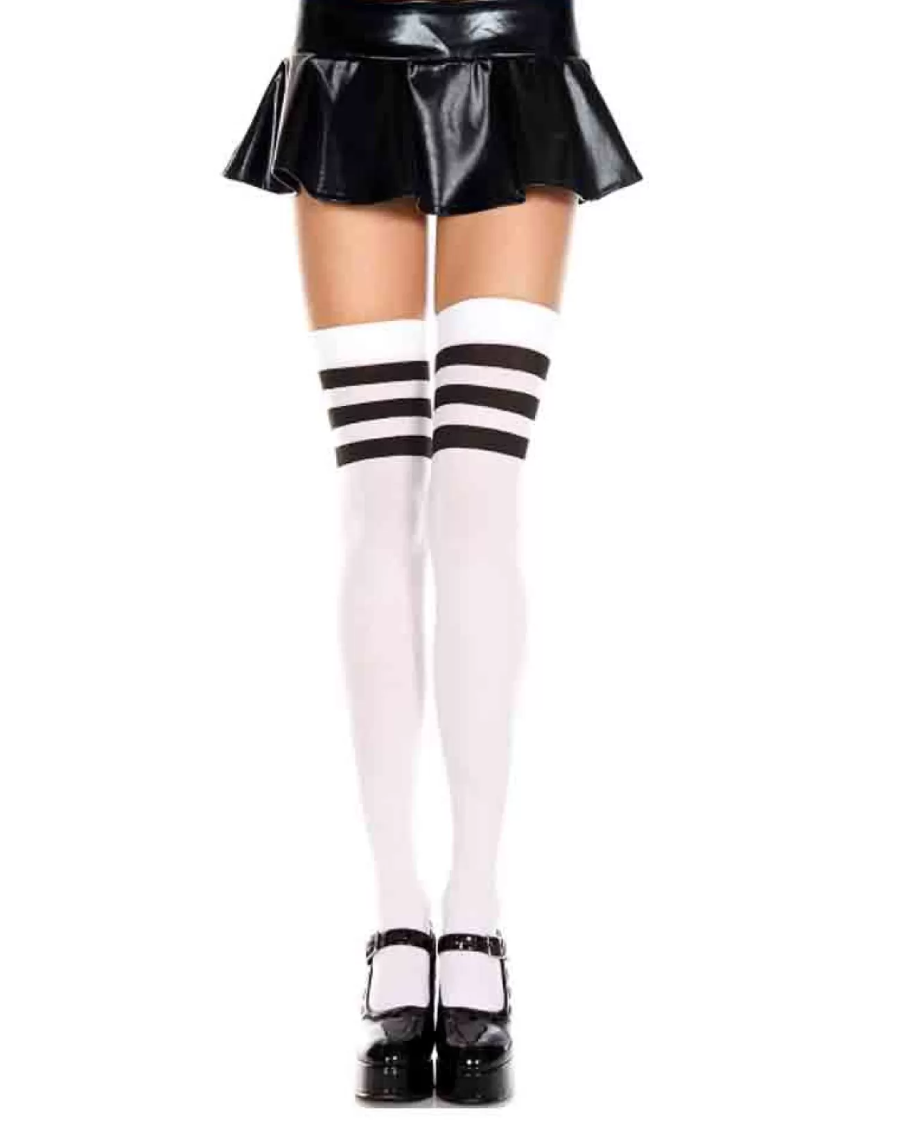 Music Legs Striped Top White Opaque Thigh Highs> Halloween Hosiery