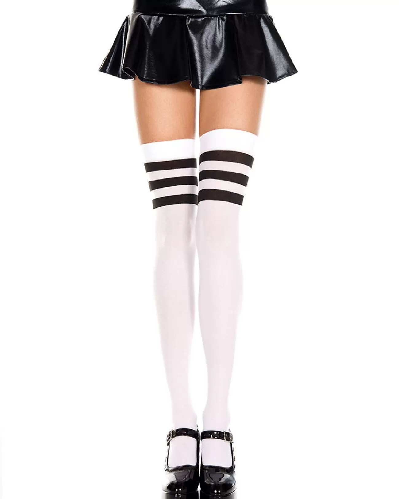 Music Legs Striped Top White Opaque Thigh Highs> Halloween Hosiery