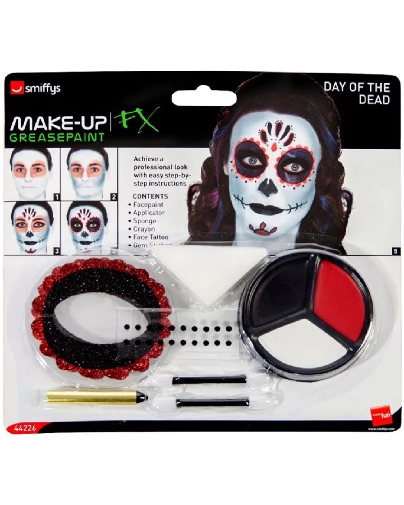 Smiffys Sugar Skull Day Of The Dead Makeup Kit> Halloween Accessories