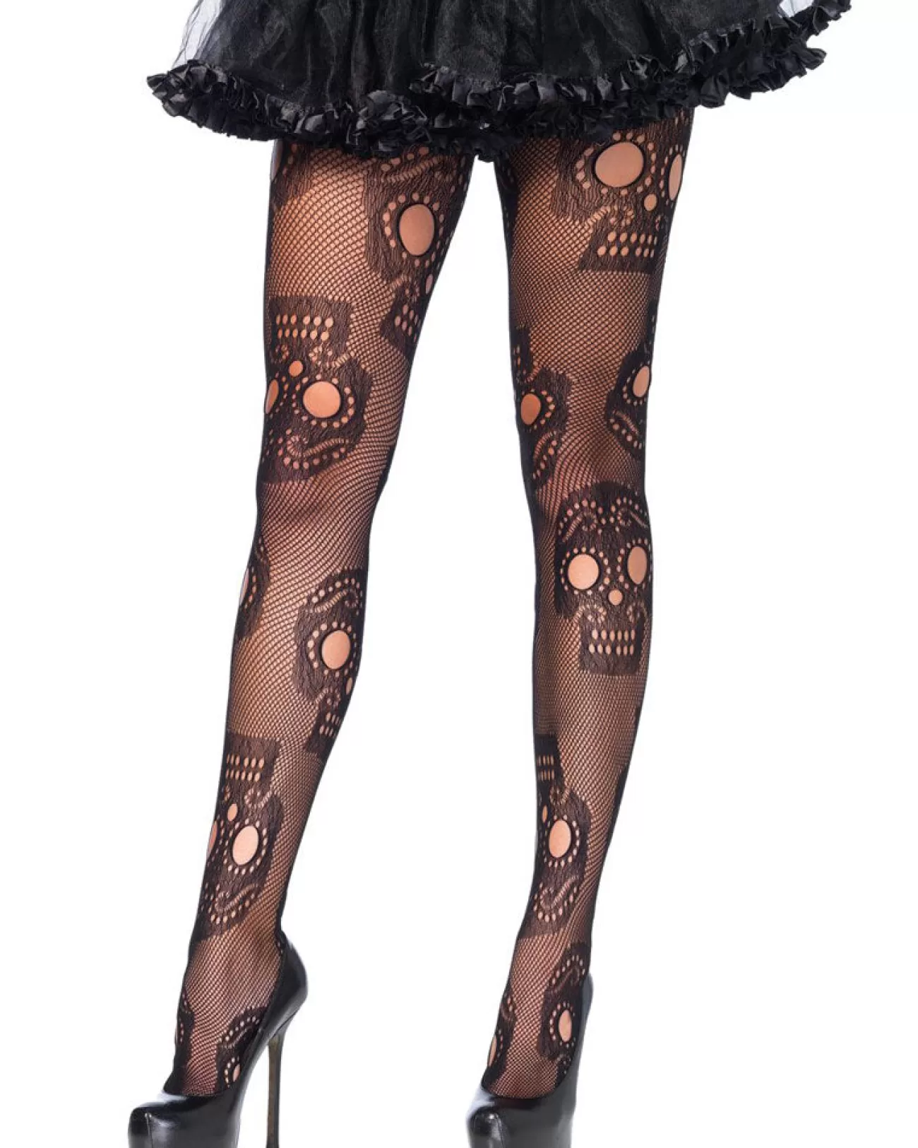 Leg Avenue Sugar Skull Net Pantyhose> Halloween Accessories