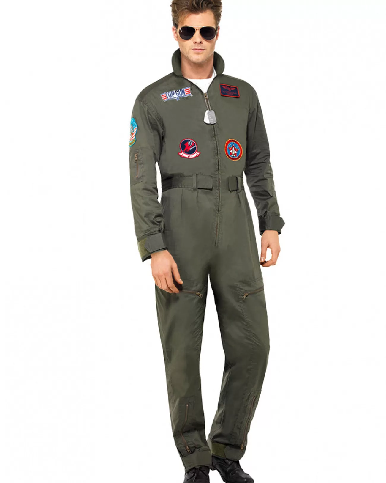 Smiffys Top Gun Jumpsuit Deluxe Mens Costume>Men Men's Costumes