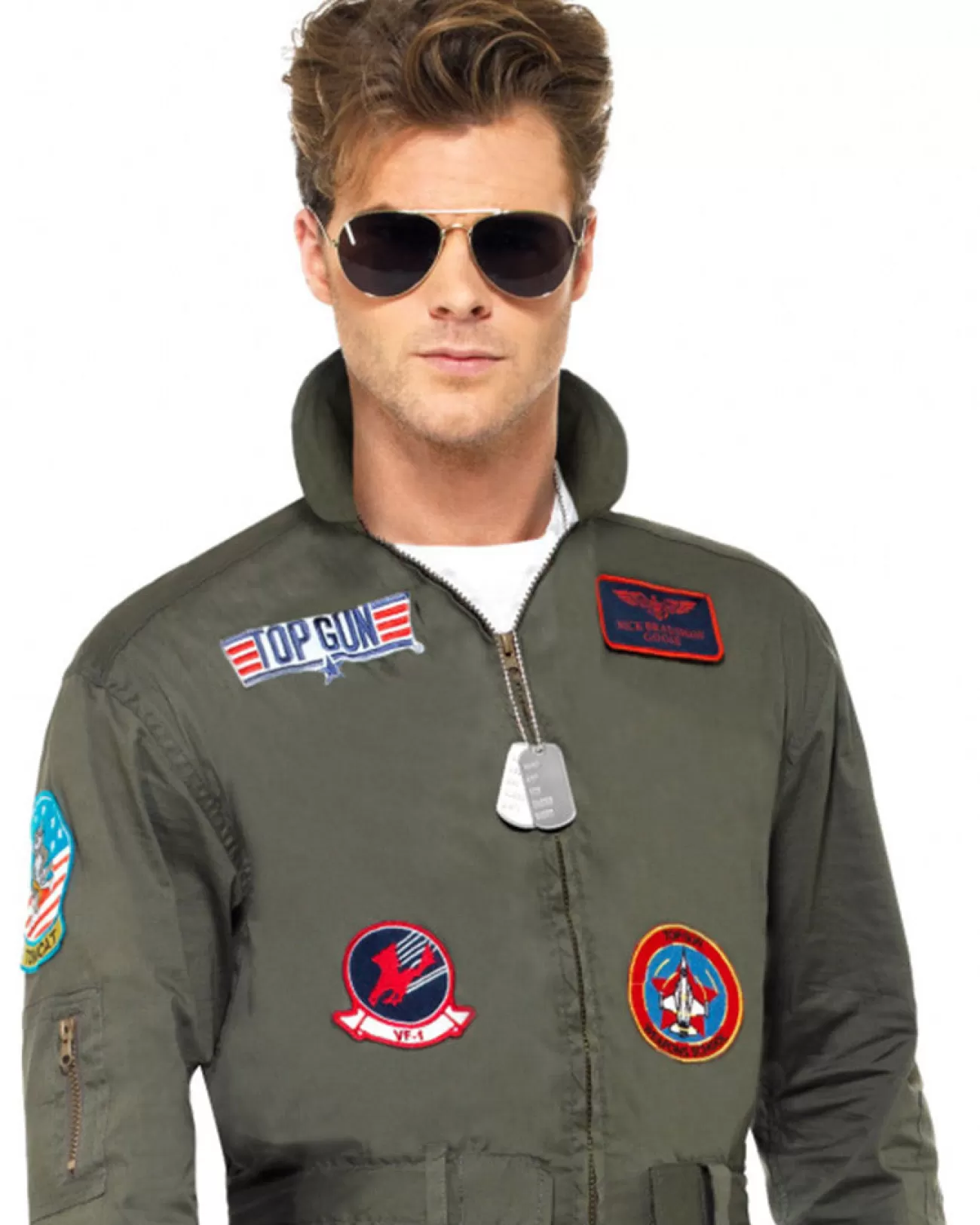 Smiffys Top Gun Jumpsuit Deluxe Mens Costume>Men Men's Costumes