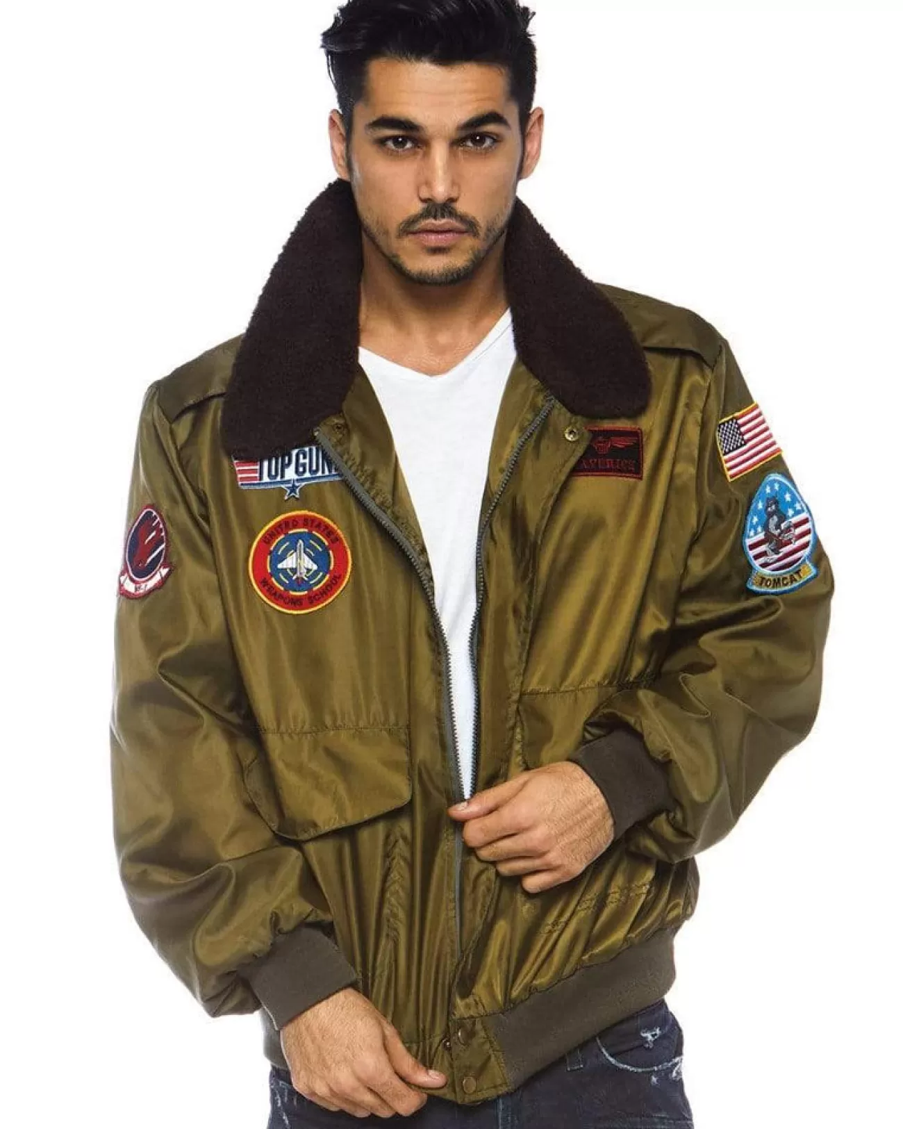 Leg Avenue Top Gun Khaki Mens Deluxe Bomber Jacket>Men Men's Costumes