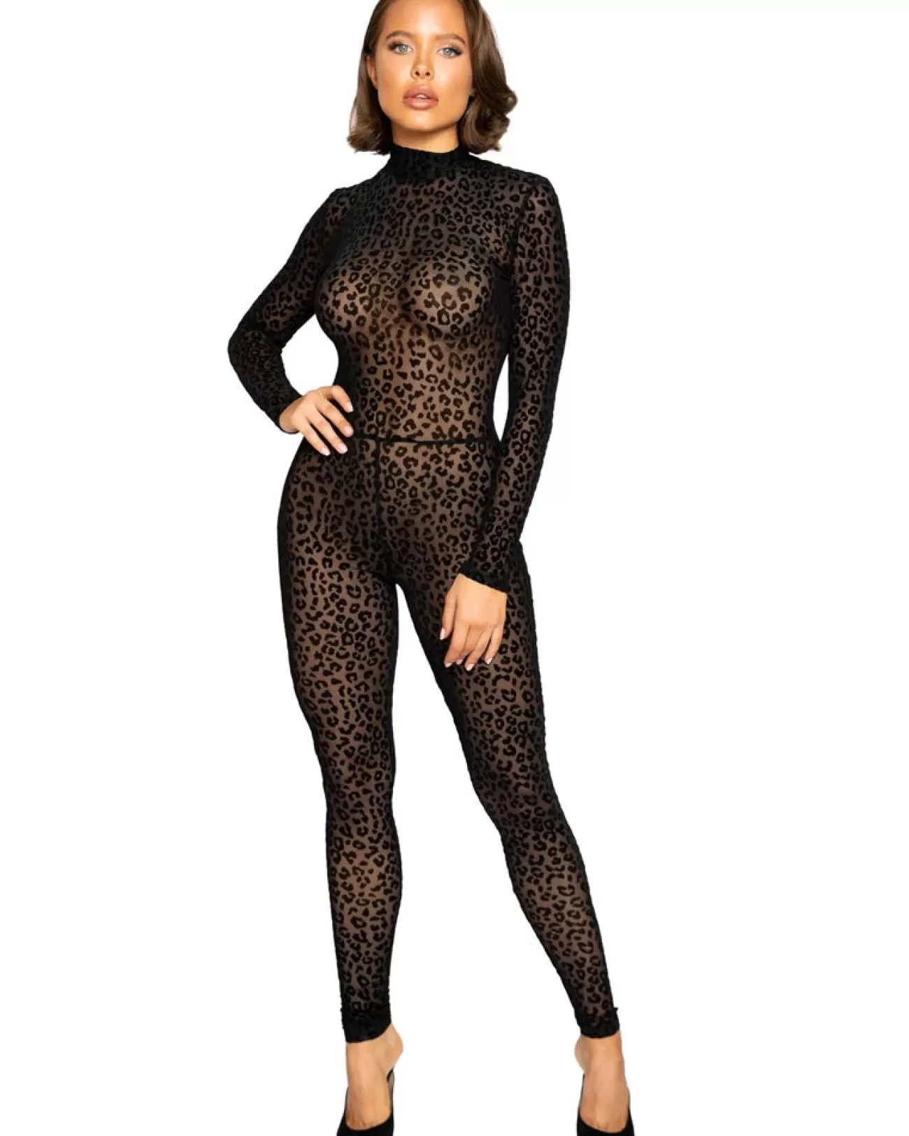 Roma Costumes Velvet Leopard Bodysuit Womens Costume>Women Women's Costumes