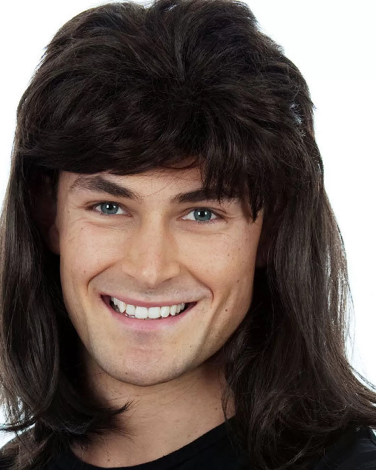 Allaura Wigs and Hair Wayne Black Mullet Wig With Black Cap> Halloween Wigs