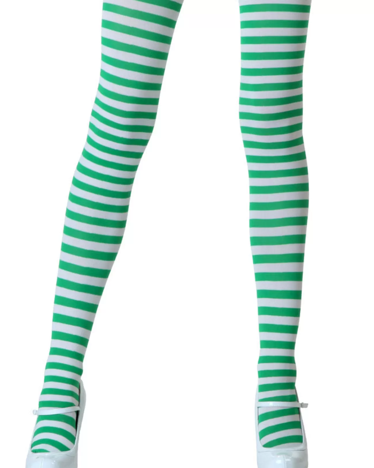 Music Legs White And Kelly Green Striped Tights> Halloween Hosiery