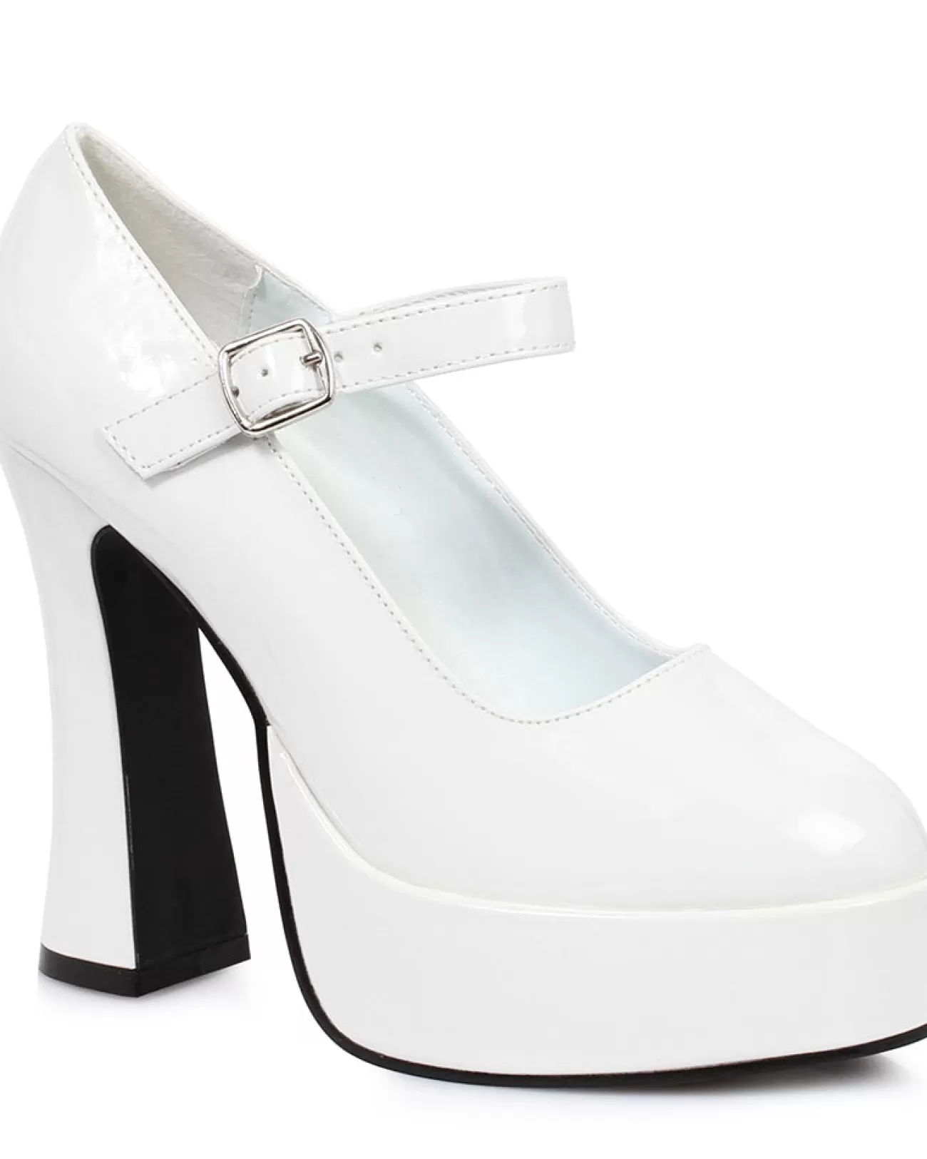 Ellie Shoes White Eden Patent Chunky Heel Womens Shoes> Saints &Amp; Sinners