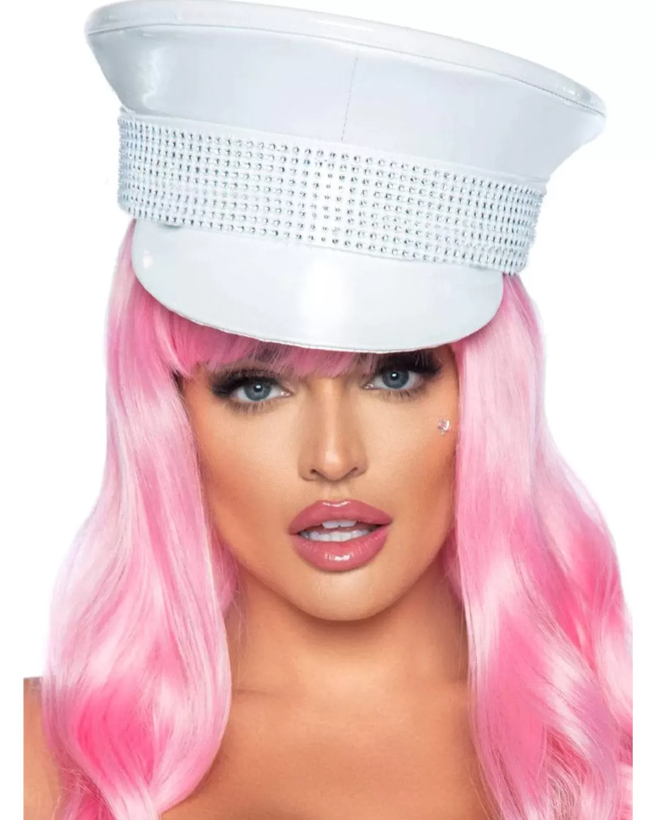 Leg Avenue White Rhinestone Trimmed Military Hat> Saints &Amp; Sinners