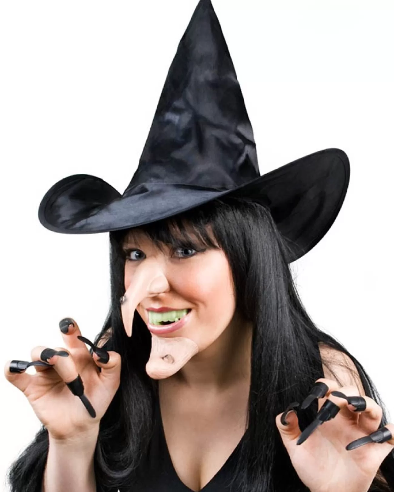 Tomfoolery Wicked Witch Hat Chin Teeth Nails And Nose Set> Halloween Accessories